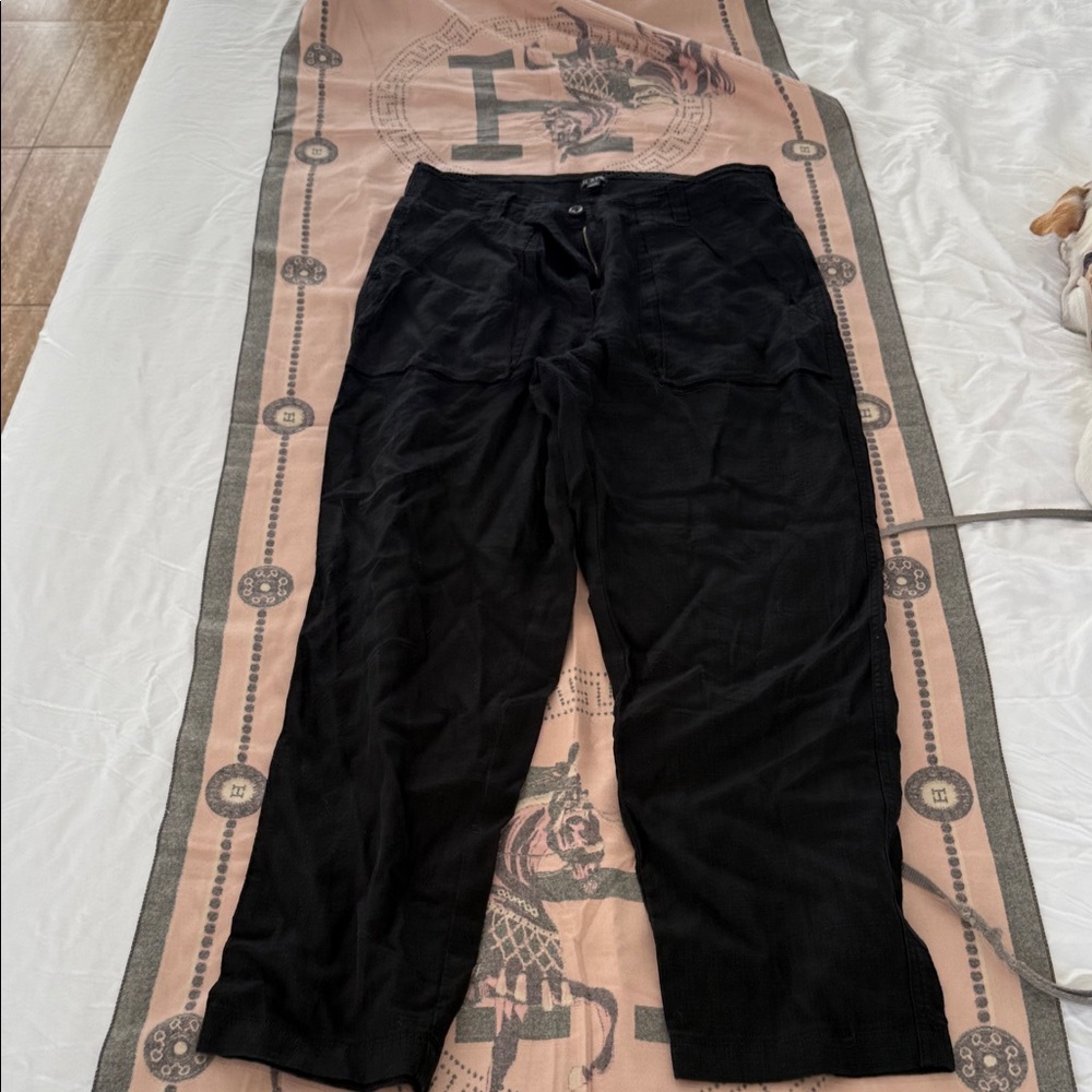 J. Crew Black Linen Blend  Women's Pants - Relaxed Straight